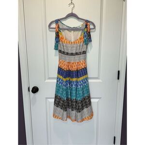 Eshakti A-Line Multi-Colored Tie Sleeve Dress Size 0